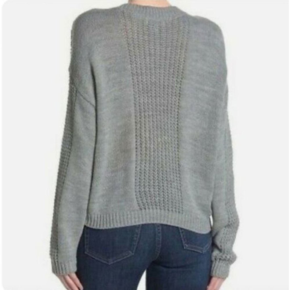 NWT Abound Size L Grey Heather Cable Knit Crew Neck Pullover Sweater - Picture 2 of 12